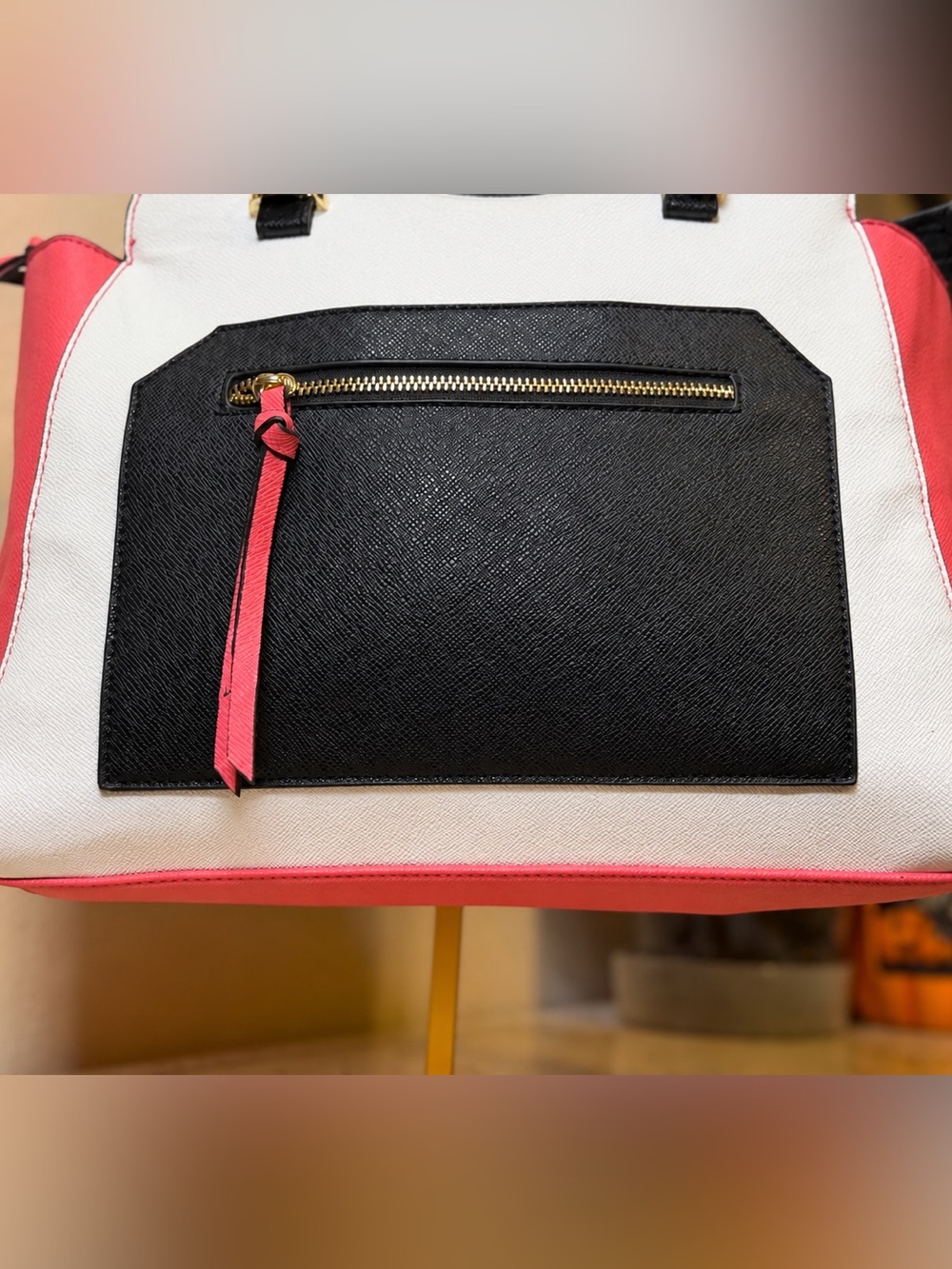 Tricolor Tote Bag - Black White Pink- Comes With Dust bag - Picture 2 of 9